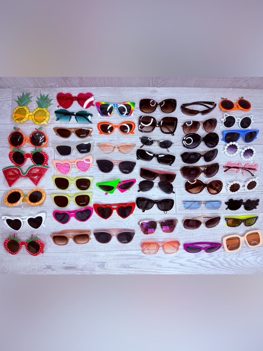 50 pair of new and used sunglasses funky novelty shaped sunglasses adult & kids